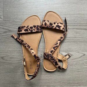 Leopard Print Ankle Strap Sandals